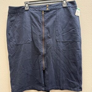 Caslon Skirt Size XL Blue Front-Zip Pencil Skirt New